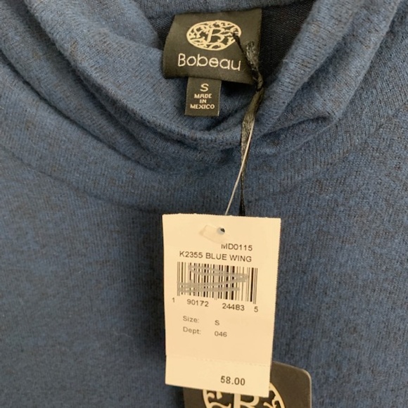 Bobeau 1/2 Sleeve Turtleneck Dress  - Blue - S - Picture 3 of 3